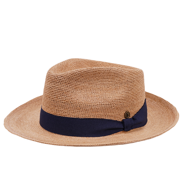 Fedora Sommerhut Raffia Stroh natur-marine