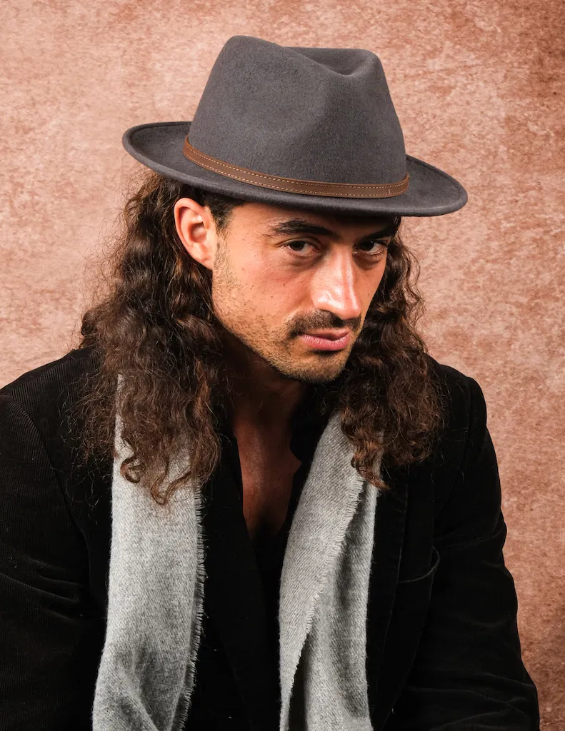 Fedora Filzhut Mantua grau-stahlblau