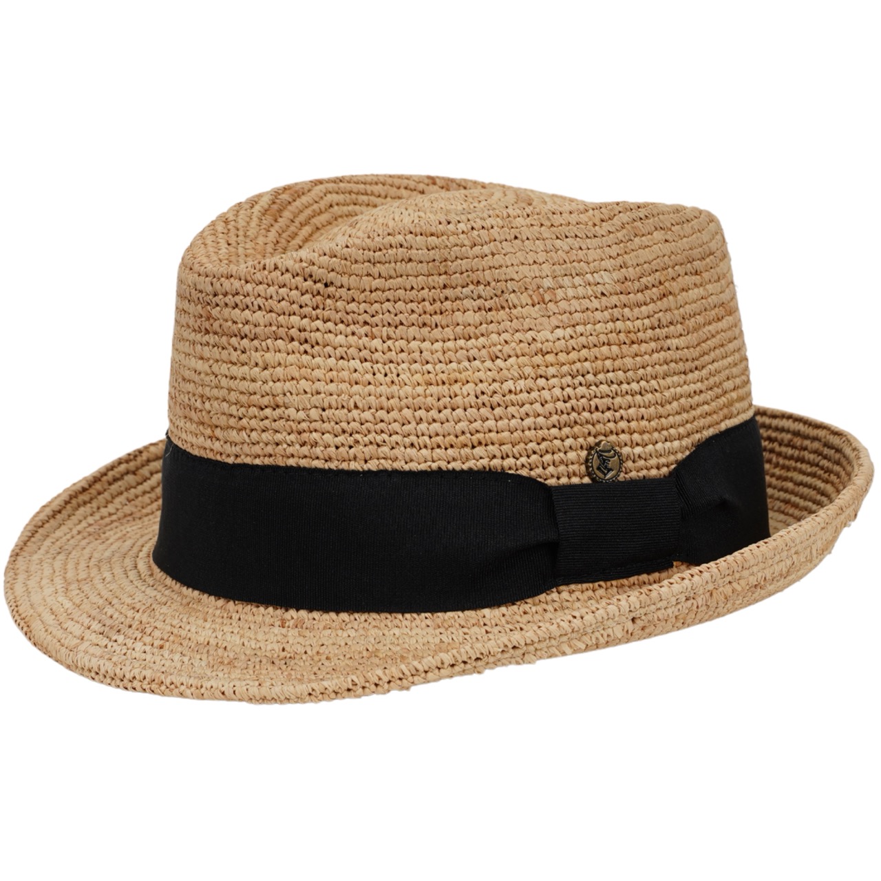 Raffia Stroh Trilby Made in Italy natur-schwarz