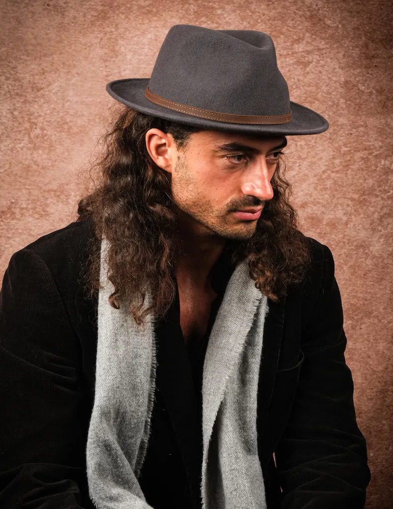 Fedora Filzhut Mantua grau-stahlblau