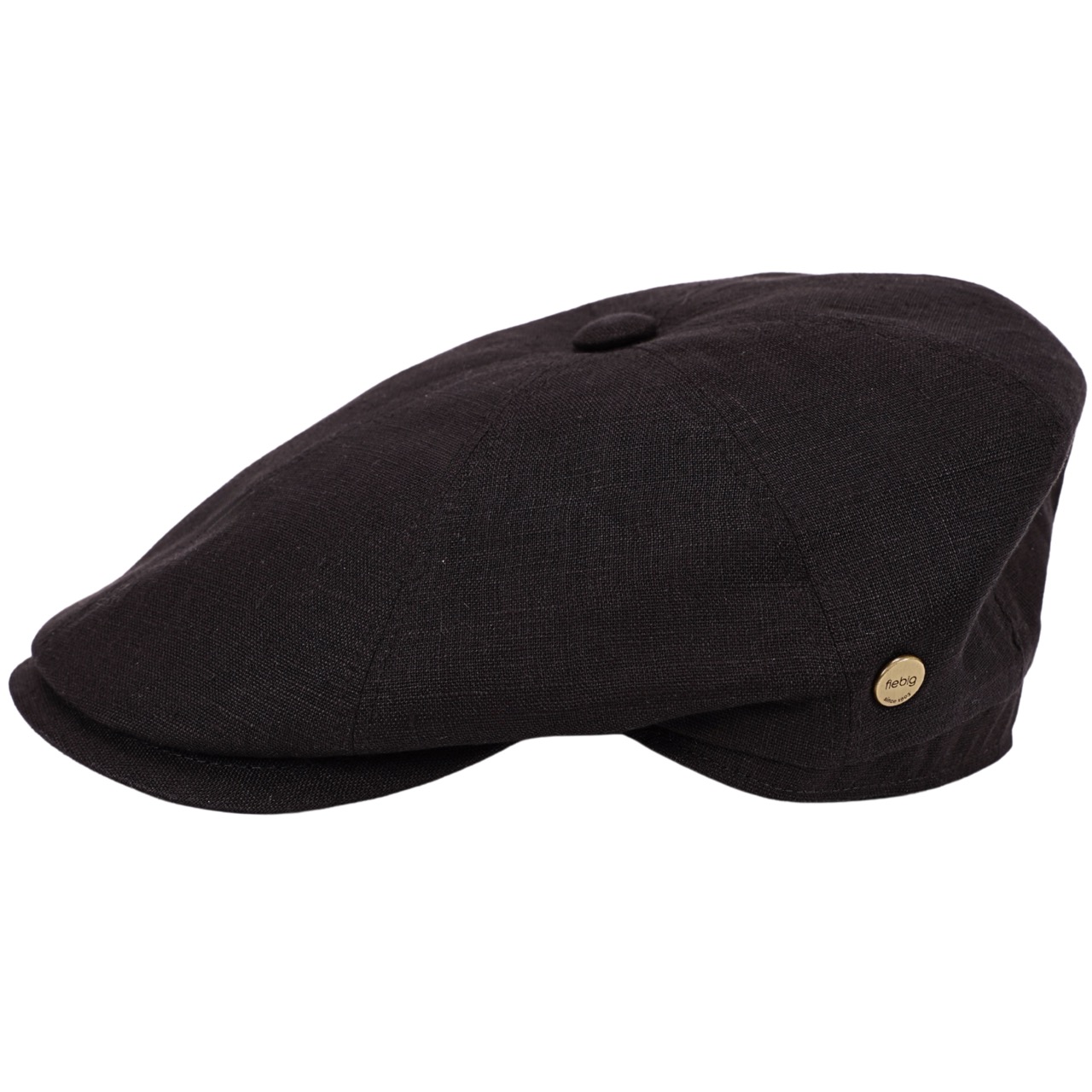 Fiebig Newsboy Leinenmütze schwarz - Made in Italy