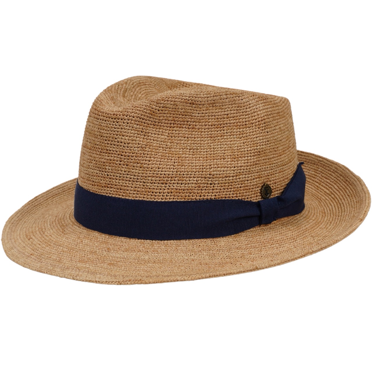 Fedora Sommerhut Raffia Stroh natur-marine