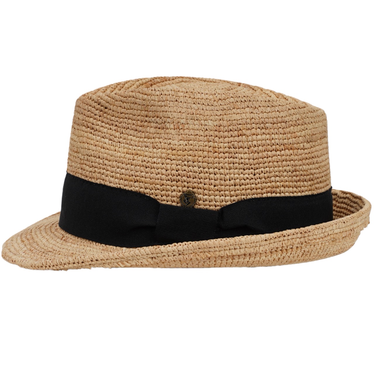 Raffia Stroh Trilby Made in Italy natur-schwarz