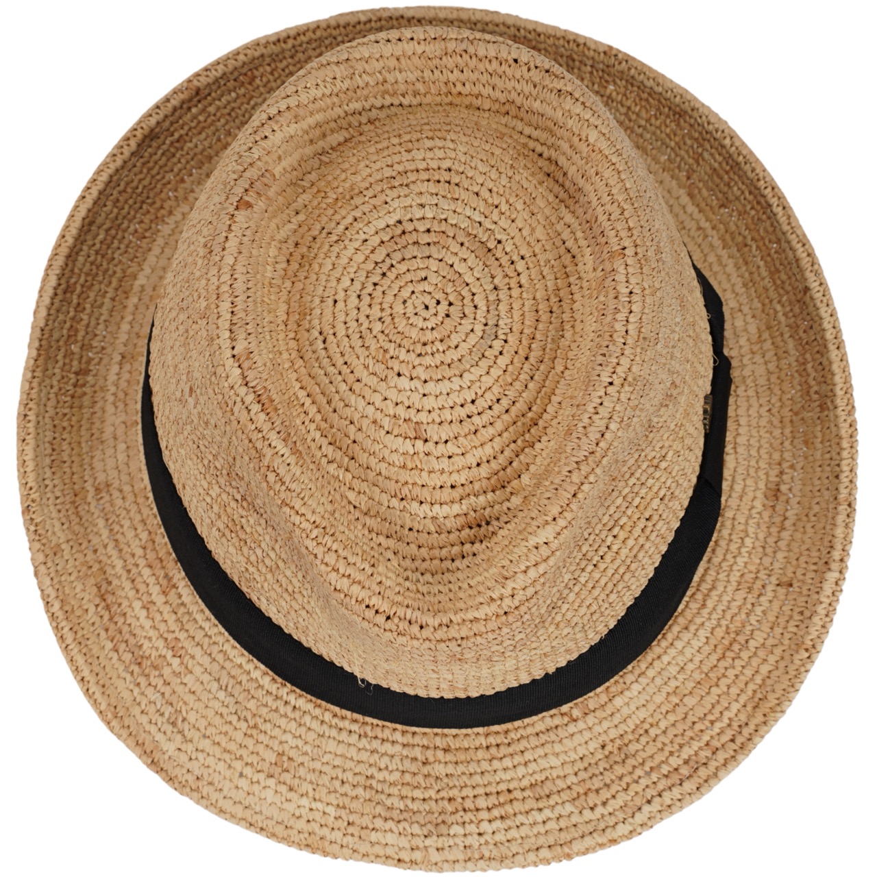 Raffia Stroh Trilby Made in Italy natur-schwarz